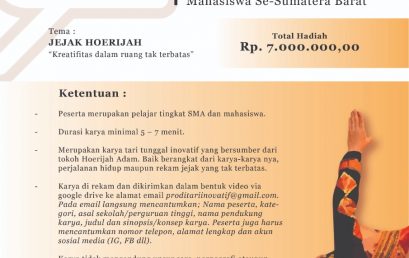 Lomba Karya Tari Tunggal Inovatif – Tingkat Pelajar SMA dan Mahasiswa Se-Sumatera Barat