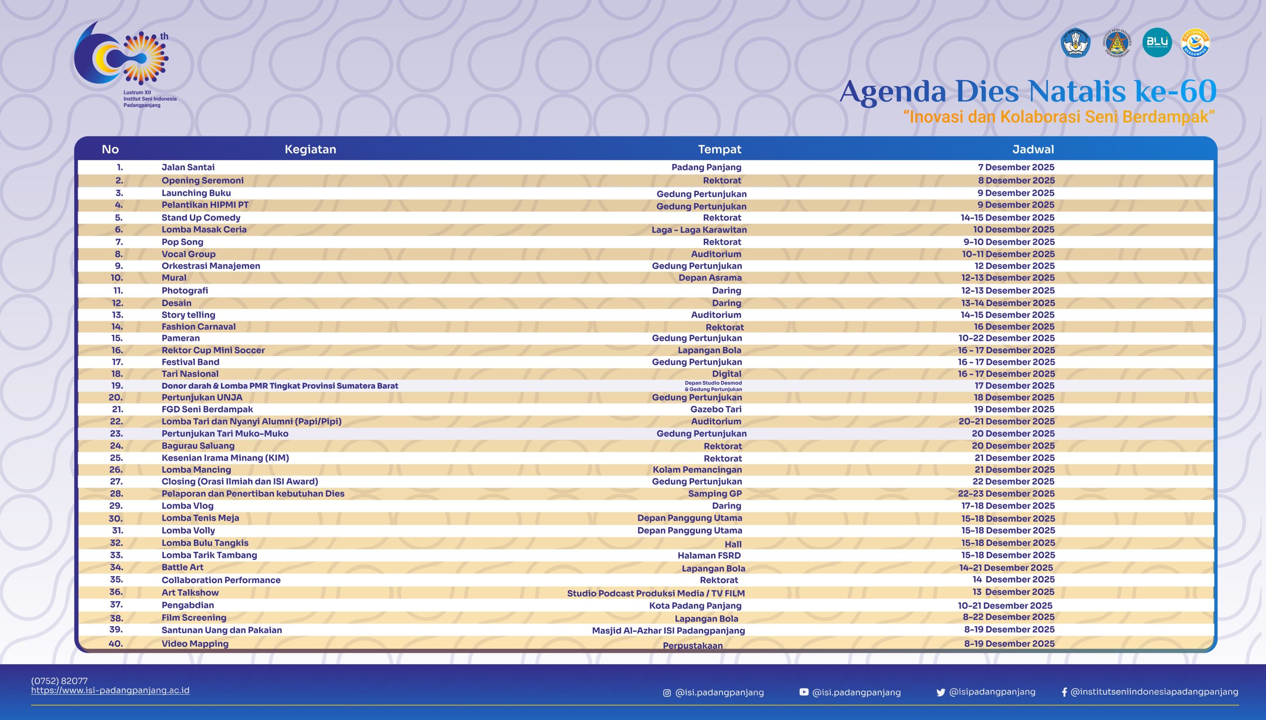 Agenda Dies Natalis 60